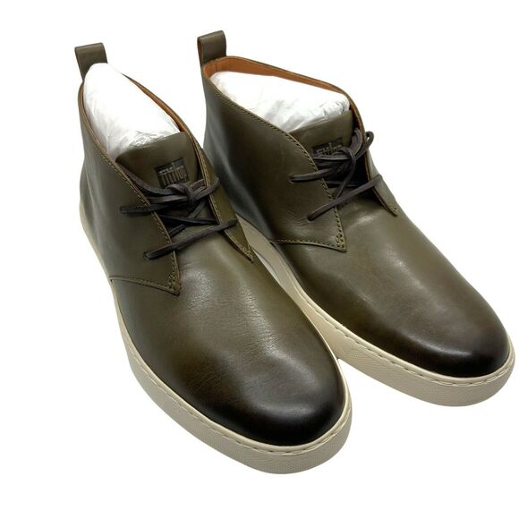 Fitflop Chukka Boots Men\'s size 9 Zackery AA9-779 Forest Green Leather Lace Up